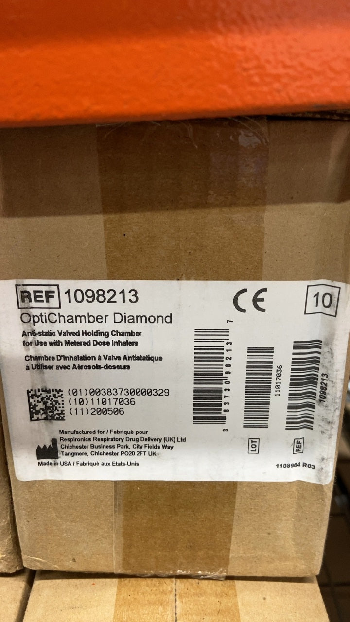1098213 - RESPIRONICS - OptiChamber Diamond Anti-static Valved Holding Chamber for Use with Metered Dose Inhalers, (BX/10)