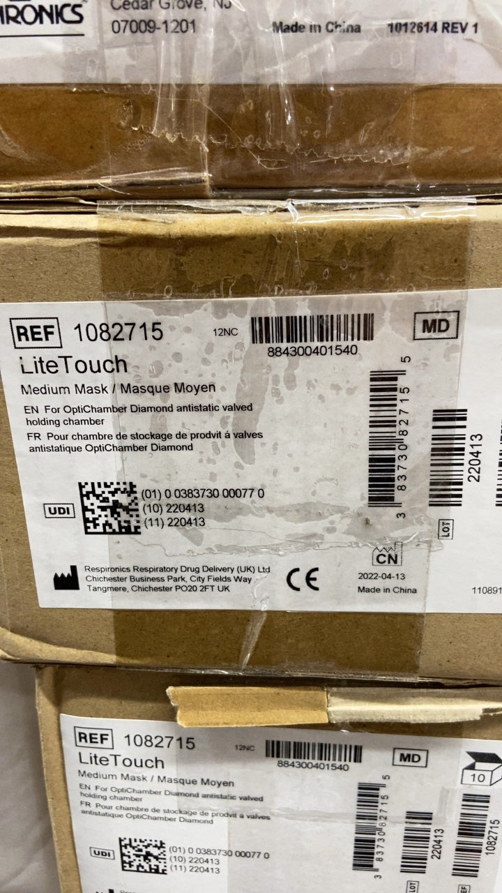 1082715 - RESPIRONICS - LiteTouch Medium Mask / Masque Moyen - For OptiChamber Diamond antistatic valved holding chamber, (CS/10)