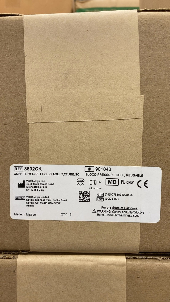 3602CK - WELCH ALLYN - BLOOD PRESSURE CUFF, REUSABLE, (BX/5)