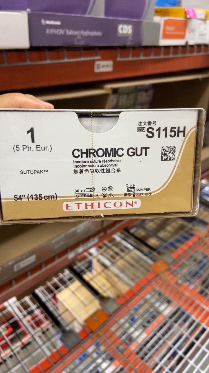 S115H - ETHICON - Gut Chromic Absorbable Monofilament Suture, Size 1, 54 in. Length, (BX/36)