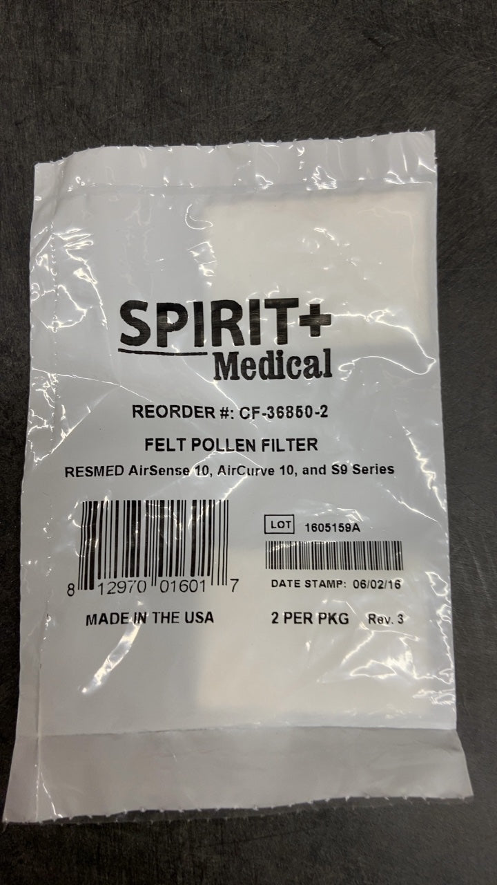 CF-36850-2 - SPIRIT MEDICAL - FELT POLLEN FILTER RESMED AirSense 10, AirCurve 10, and S9 Series, (EA/1)