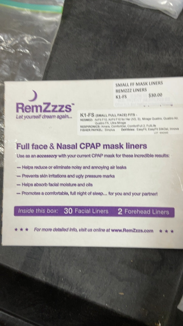 K1-FS - REMZZZS - Full face & Nasal CPAP mask liners, (BX/16)