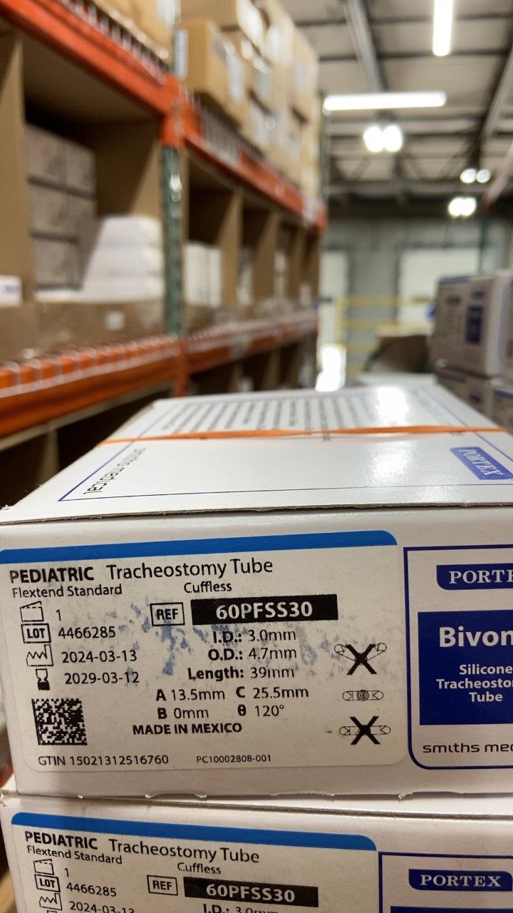 60PFSS30 - SMITHS MEDICAL - Bivona Uncuffed FlexTend Plus Trach Tubes - Tracheostomy Tube, Pediatric Standard, Straight, Flex Extended, 3 mm, (BX/1)