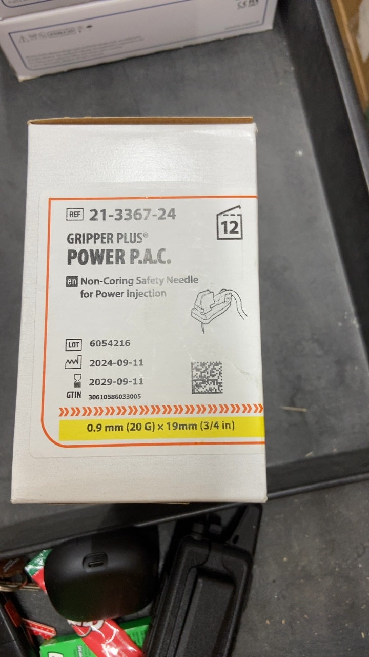 21-3367-24 - SMITHS MEDICAL - GRIPPER PLUS POWER P.A.C. Non-Coring Safety Needle for Power injection 0.9 mm (20 G) x 19mm (3/4 in), (BX/12)