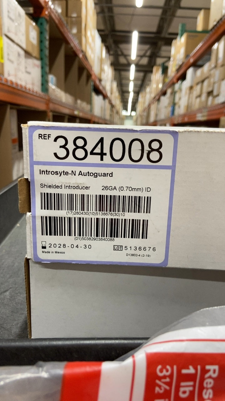 384008 - BD - Introsyte-N Autoguard Shielded Introducer 26GA (0.70mm) ID, (BX/10)