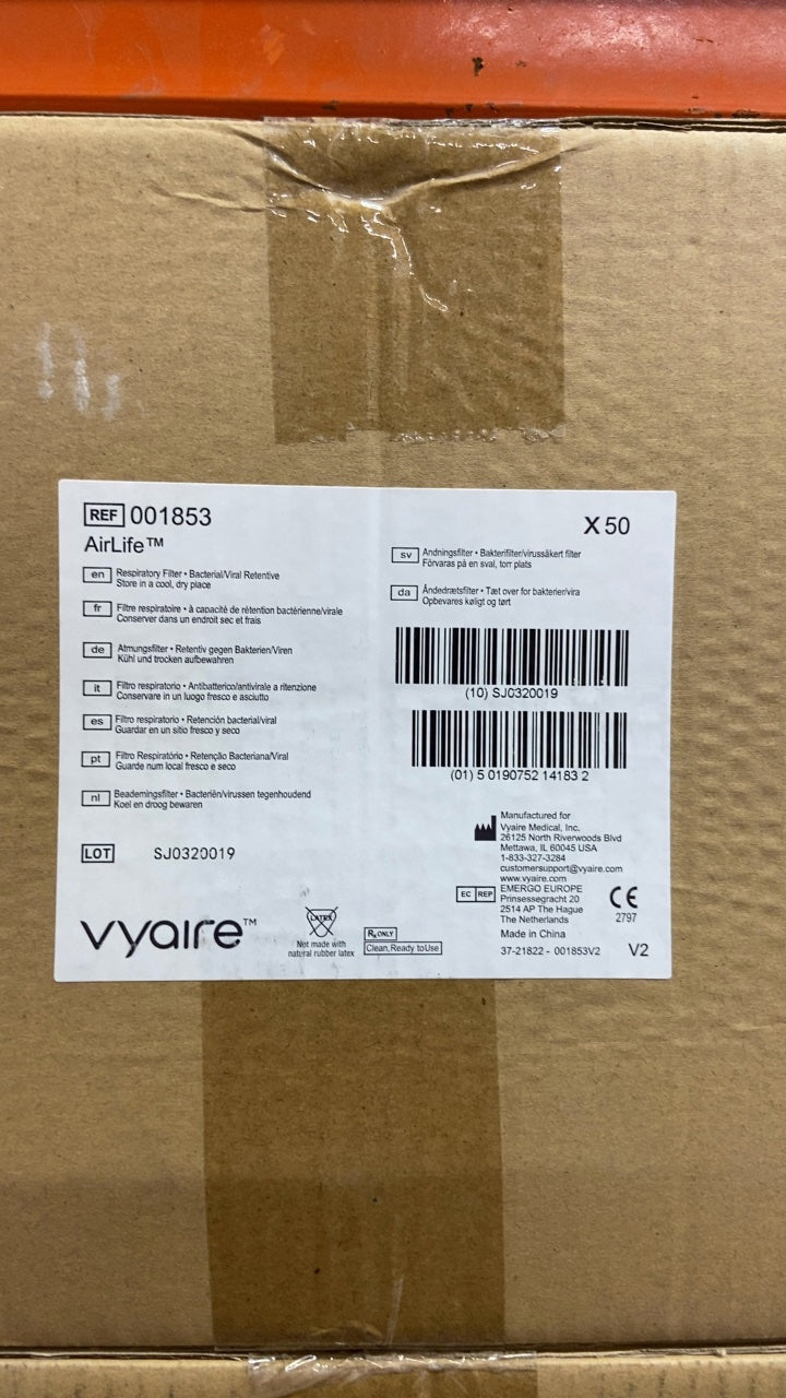 1853 - VYAIRE MEDICAL - AirLife™ Respiratory Filter - Bacterial/Viral Retentive, (BX/50)
