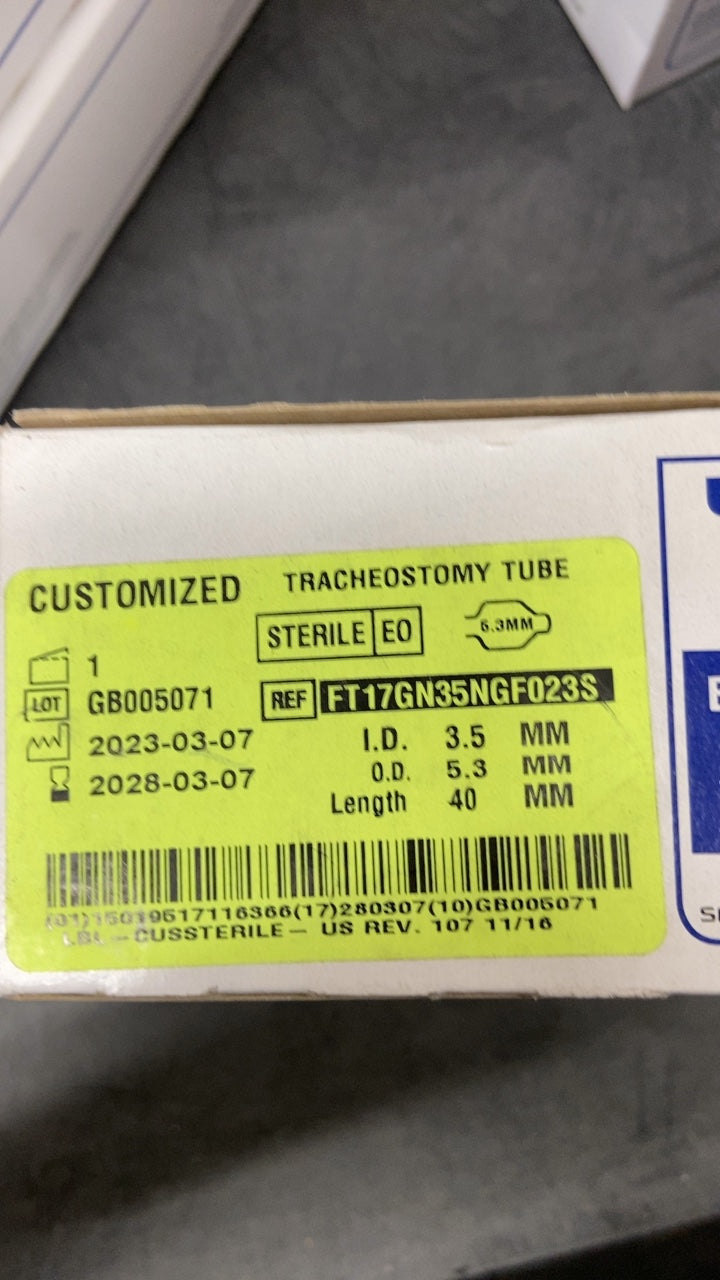 FT17GN35NGF023S - SMITHS MEDICAL - CUSTOMIZED TRACHEOSTOMY TUBE, (BX/1)