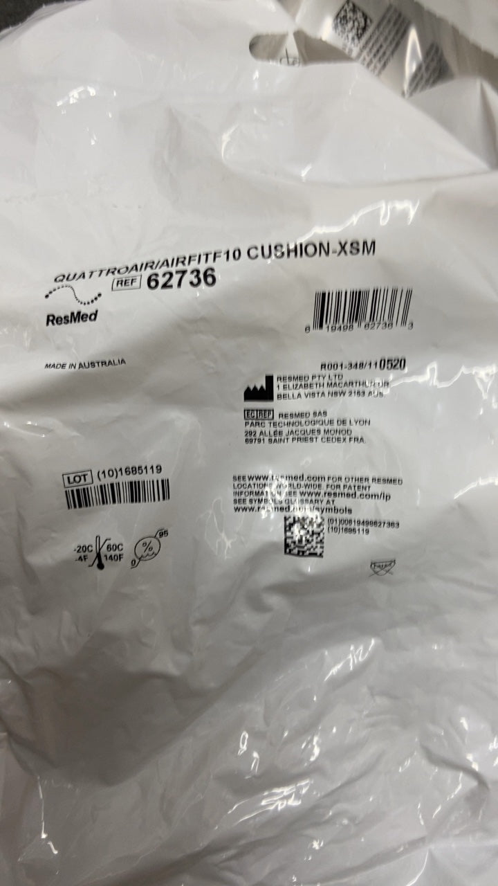 62736 - RESMED - QUATTRO AIR/AIRFIT F10 CUSHION-XSM, (EA/1)