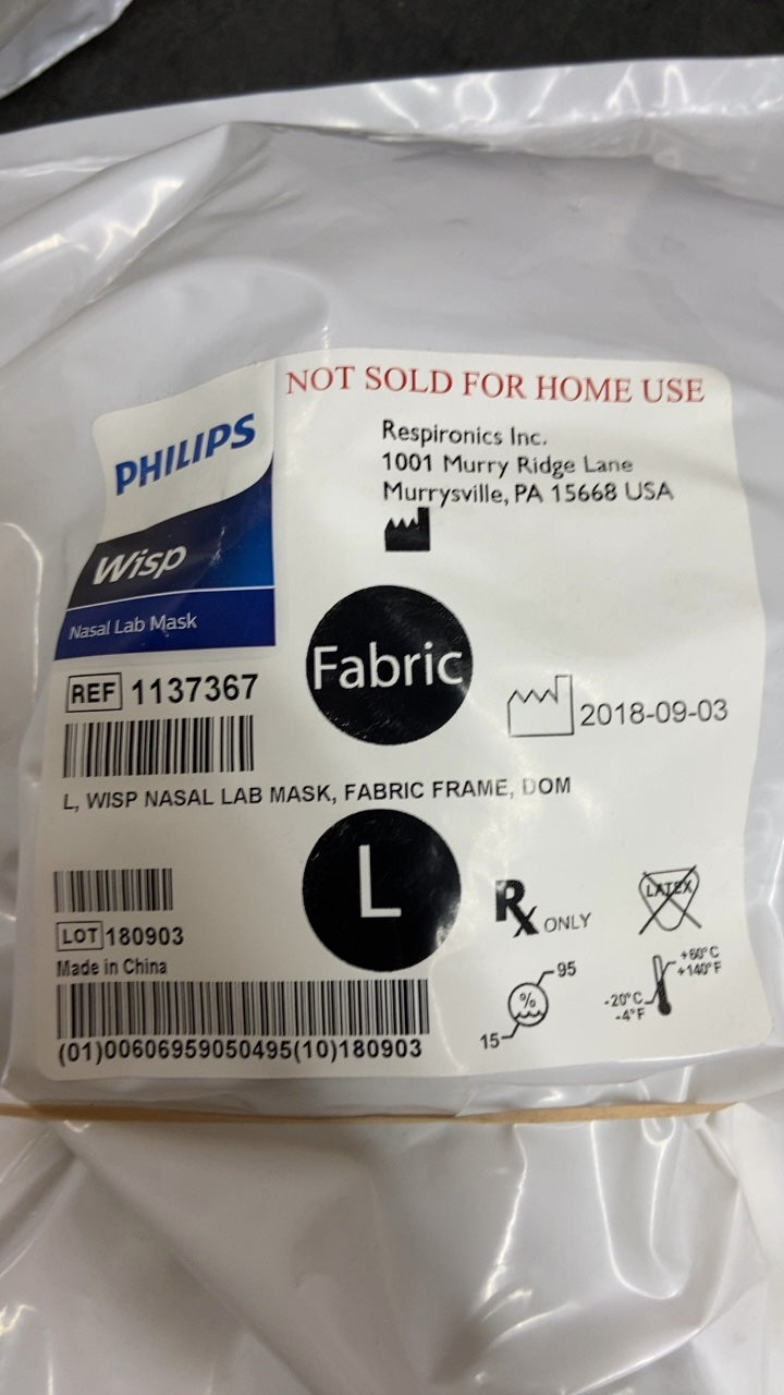 1137367 - RESPIRONICS - Wisp Nasal Lab Mask, Fabric Frame, L/M, (EA/1)