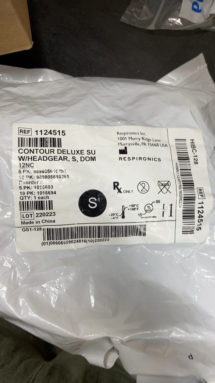 1124515 - RESPIRONICS - CONTOUR DELUXE SU W/HEADGEAR, S, DOM 12NC, (EA/14)