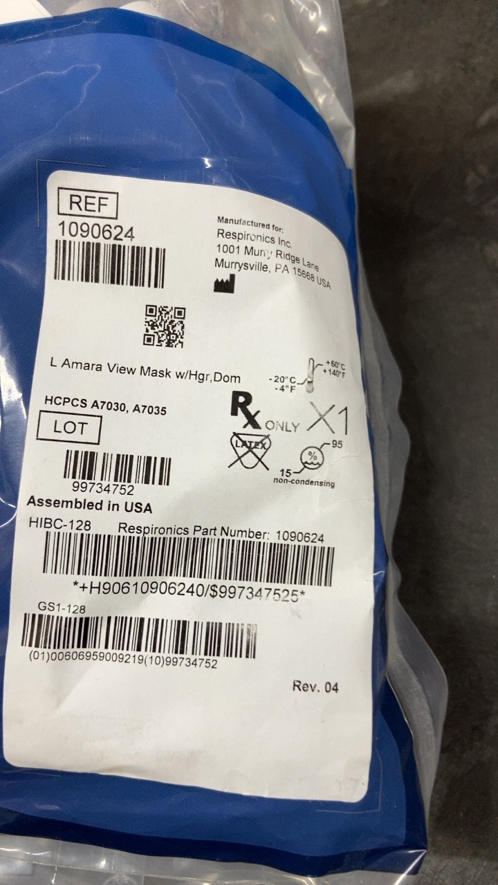 1090624 - RESPIRONICS - L Amara View Mask w/Hgr,Dom, (EA/1)