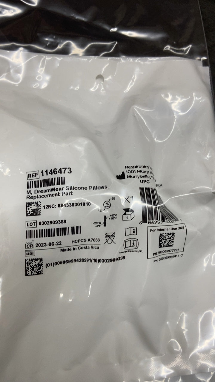 1146473 - RESPIRONICS - M, Dreamwear Silicone Pillows, Replacement Part, (EA/1)