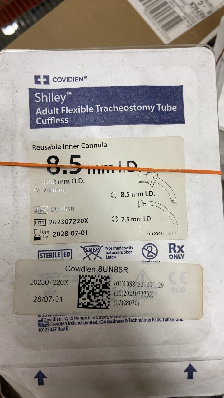 8UN85R - COVIDIEN - Shiley Adult Flexible Tracheostomy Tube Cuffless, (EA/1)