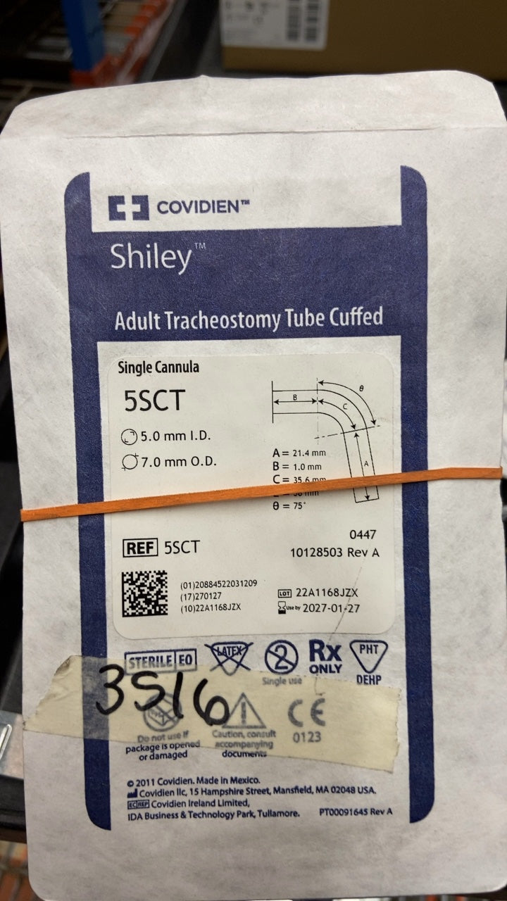 5SCT - COVIDIEN - Shiley Adult Tracheostomy Tube Cuffed Single Cannula 5SCT, (EA/1)