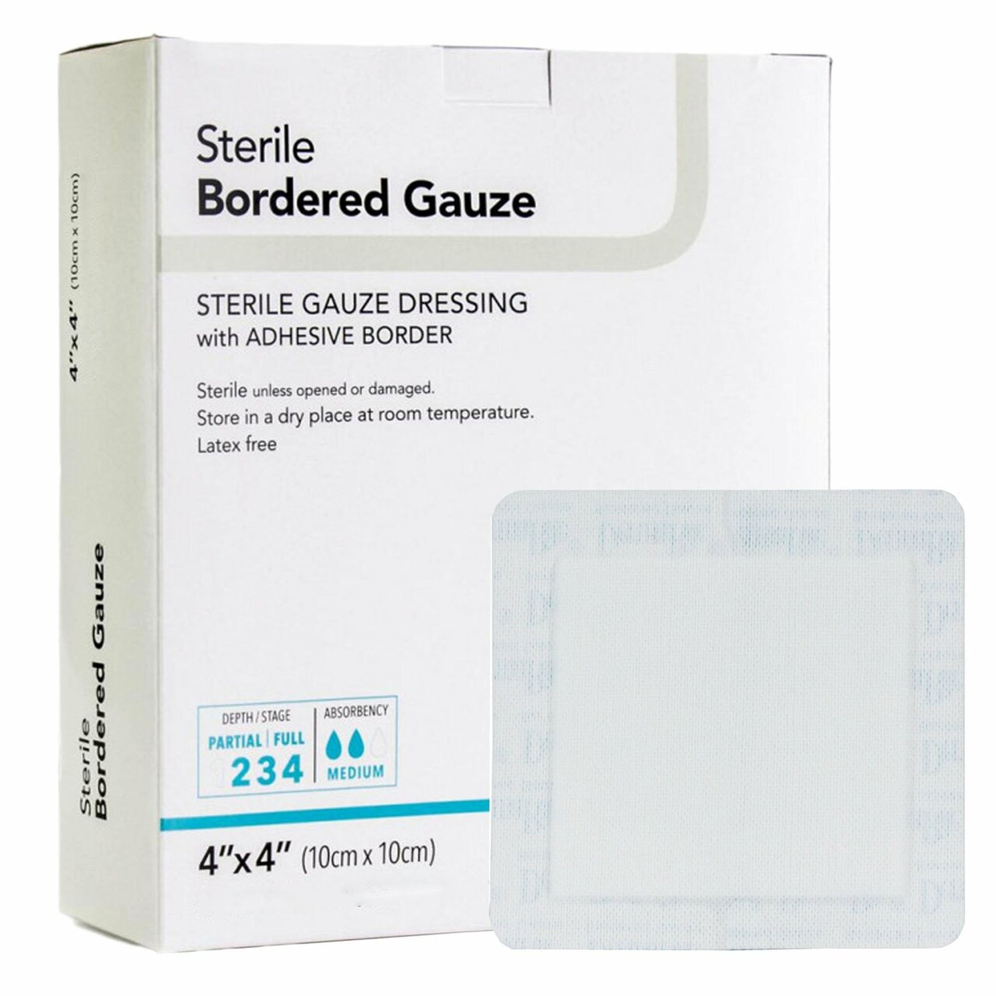 583281 - Derma - DermaRite Bordered Gauze Island Dressing 4 X 4 Inch Square NonSterile, 00255, Pack of 1, (EA)