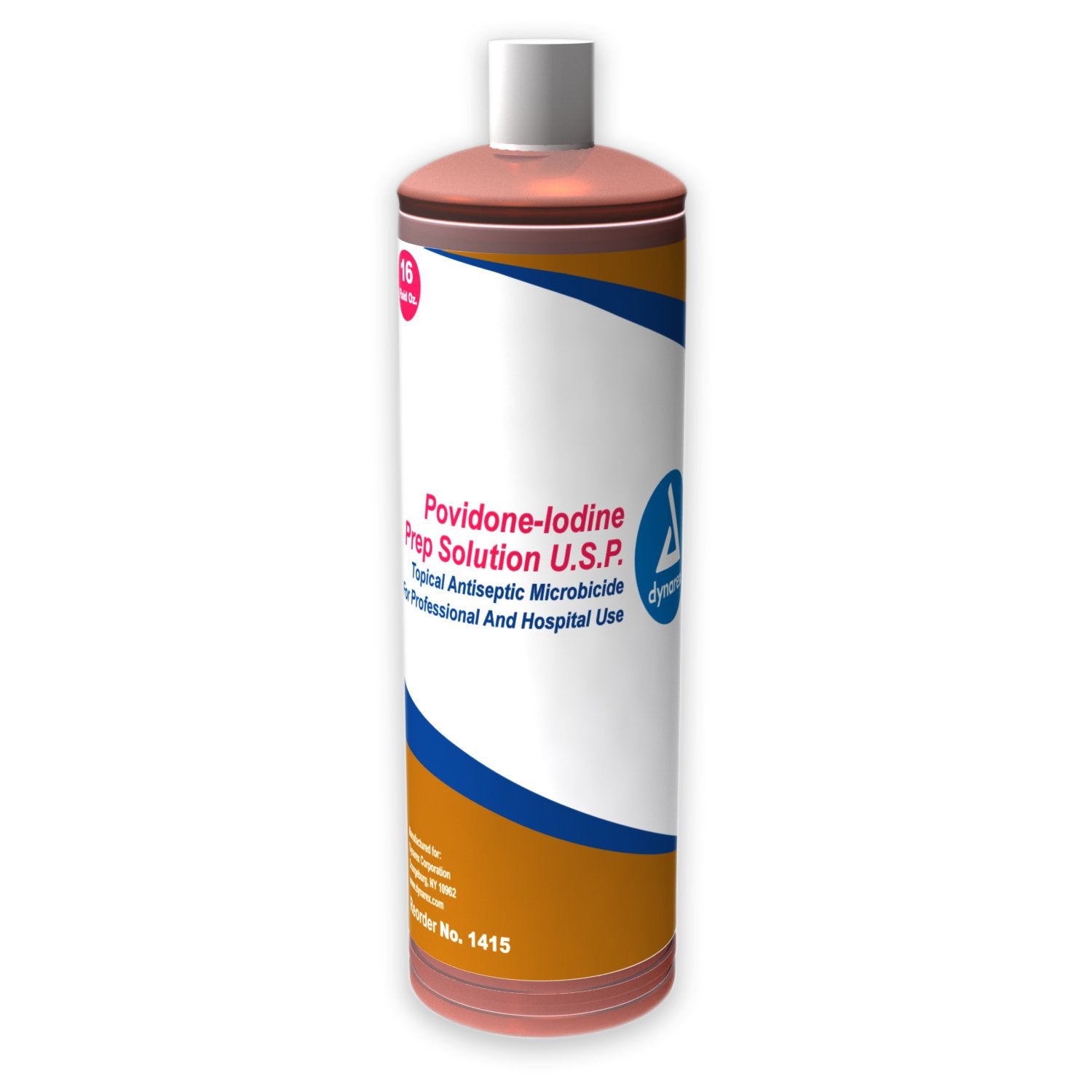 575249 - Dynarex - Dynarex Skin Prep Solution 16 oz. Bottle 10% Strength Povidone-Iodine, 1415, Pack of 1, (EA)