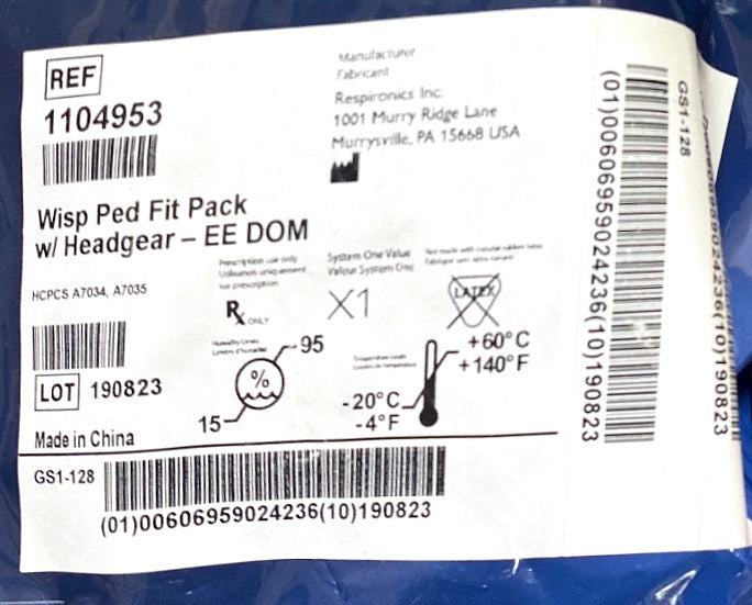 1104953 - RESPIRONICS - Wisp ped fit pack headgear, (EA/1)