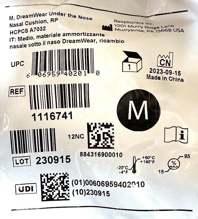 1116741 - RESPIRONICS - M dream wear under the nose nasal cushion, (EA/1)