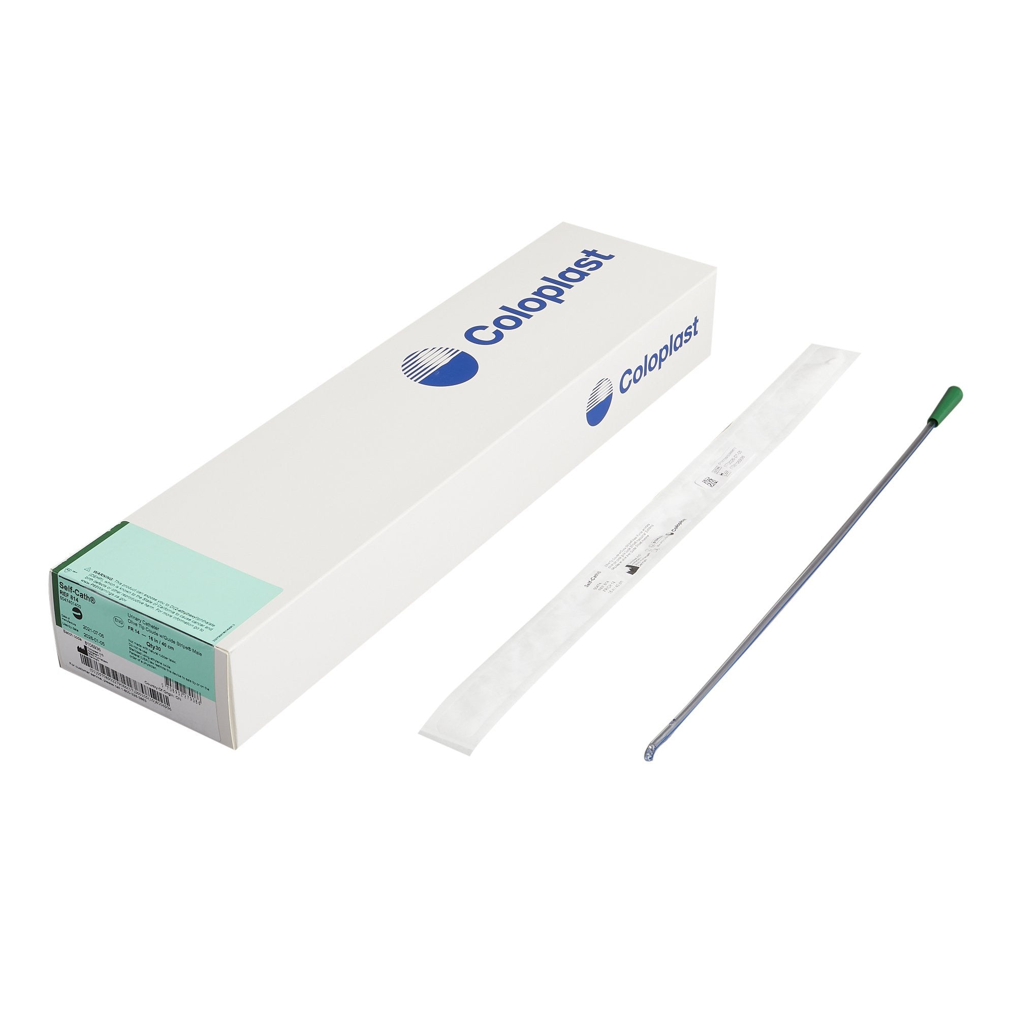 205268 - Self-Cath - Urethral Catheter Self-Cath Coude Olive Tip Uncoated PVC 14 Fr. 16 in, 814 Box of 30, (BX)