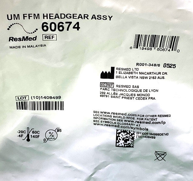 60674 - RESMED - UM FFM HEADGEAR AND CLIPS, (EA/1)