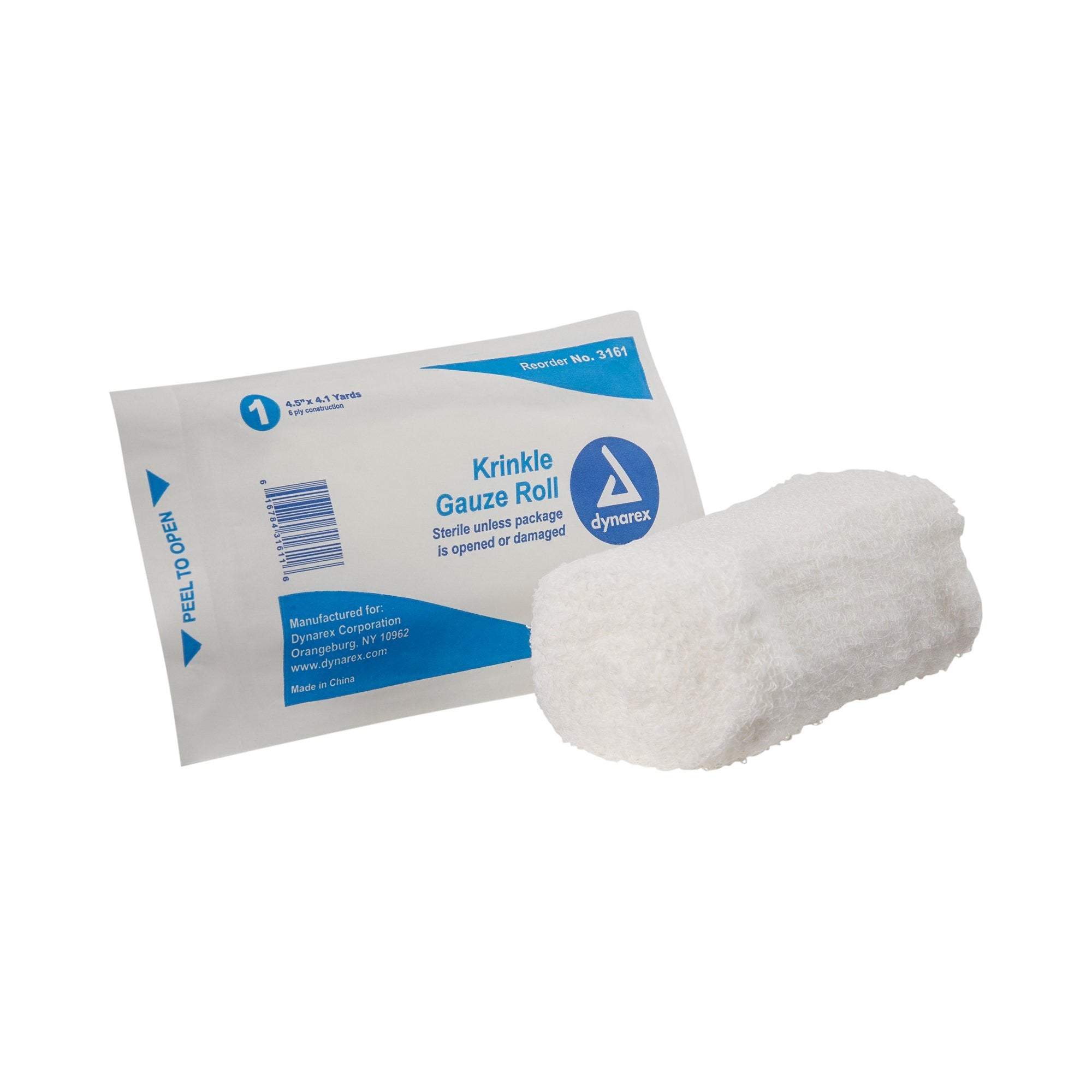 545991 - Dynarex - Dynarex Fluff Bandage Roll 4-1/2 Inch X 4-1/10 Yard 6-Ply Sterile 1 per Pouch, 3161, Pack of 1, (PK)