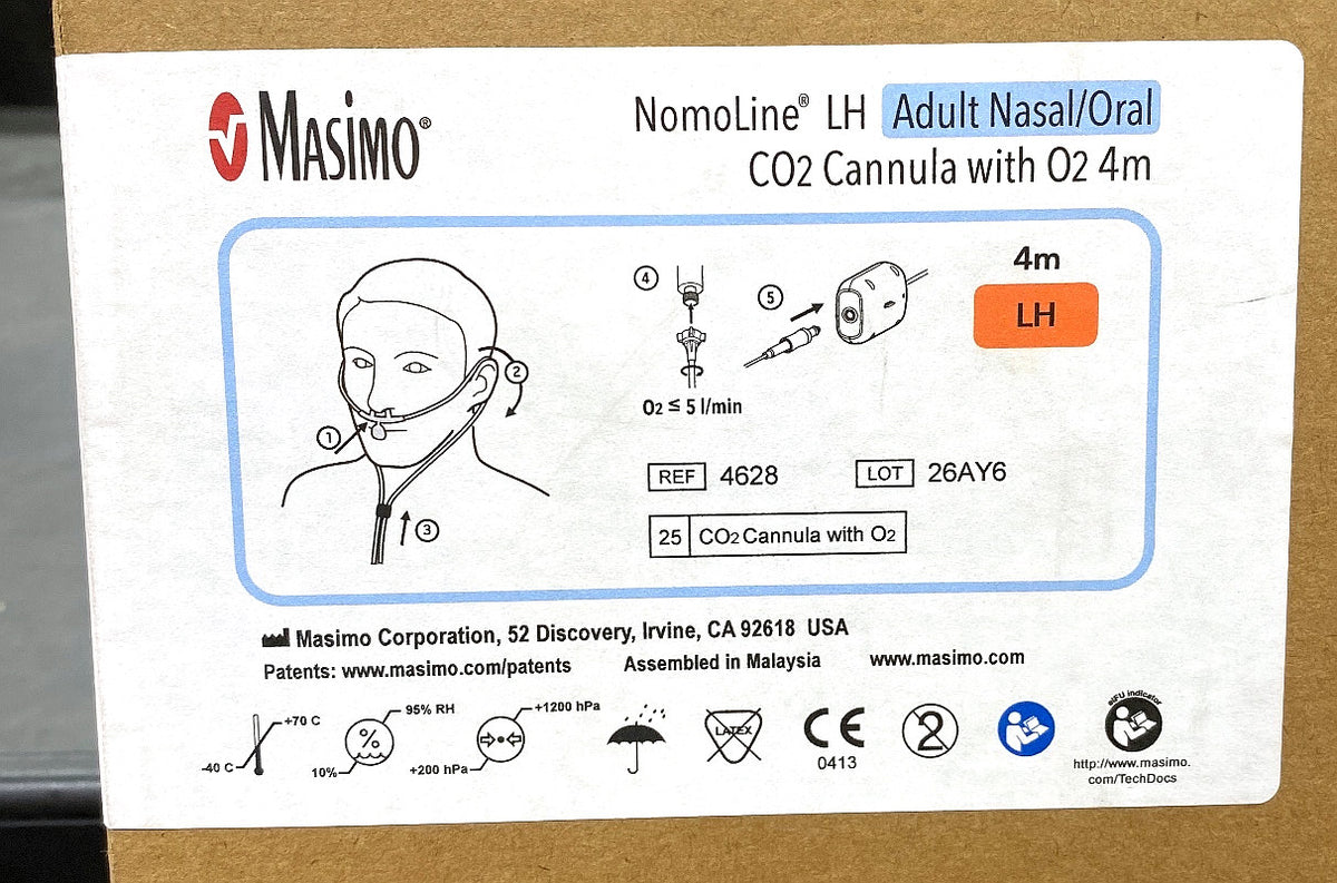 4628 - MASIMO - NomoLine™ LH Adult Nasal/Oral CO2 Cannula with O2 4m, (BX/25)