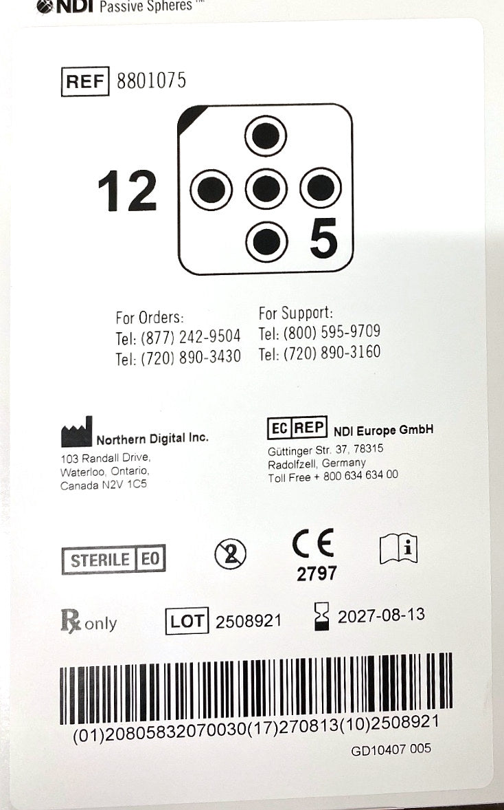 8801075 - MEDTRONIC - Disposable Reflective Spheres attached to reference frames and surgical instruments for use during surgical navigation in image guided surgery., (CS/120)