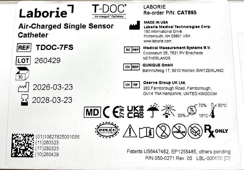 TDOC-7FS - LABORIE MEDICAL - Air-Charged Single Sensor Catheter, (BX/10)