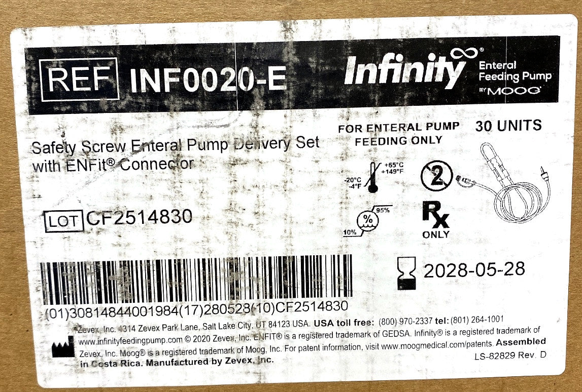 INF0020–E - ZEVEX - Safety screw enteral pump delivery set whit ENFit connector, (BX/30)