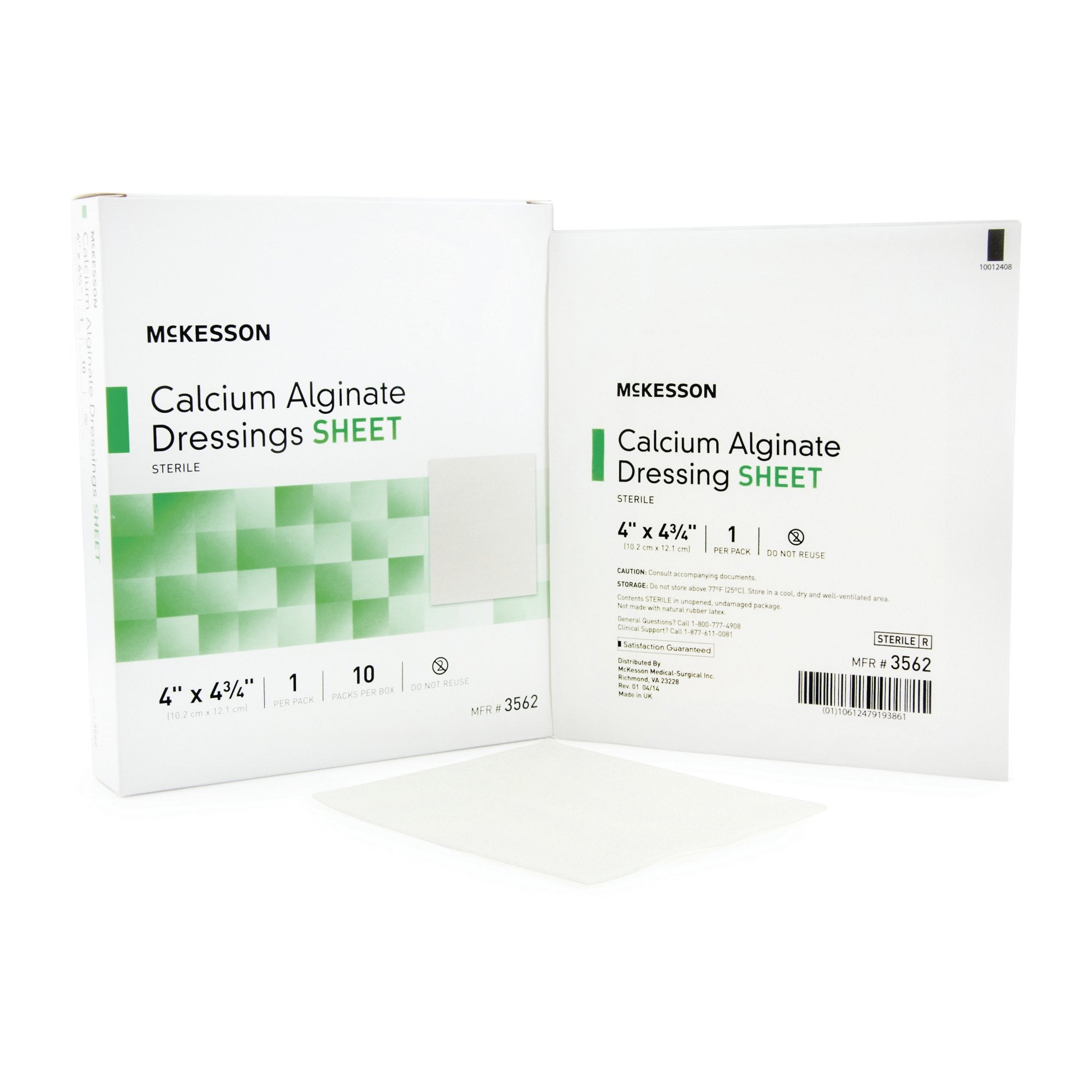 883265 - McKesson - McKesson Alginate Dressing 4 X 4-3/4 Inch Rectangle, 3562, Case of 100, (CS)