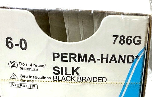 786G - ETHICON - Black Braided Silk, Nonabsorbable Surgical Suture, (BX/12)