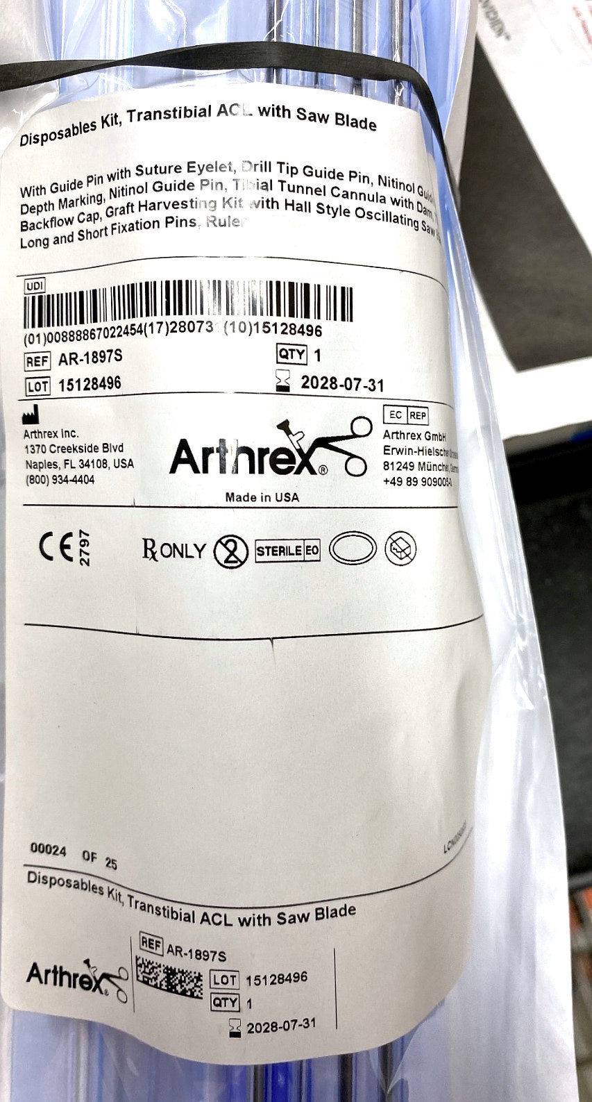 AR-1897S - ARTHREX - DISPS KIT,TRANS-TIB ACL W/ SAWBLD, (EA/1)