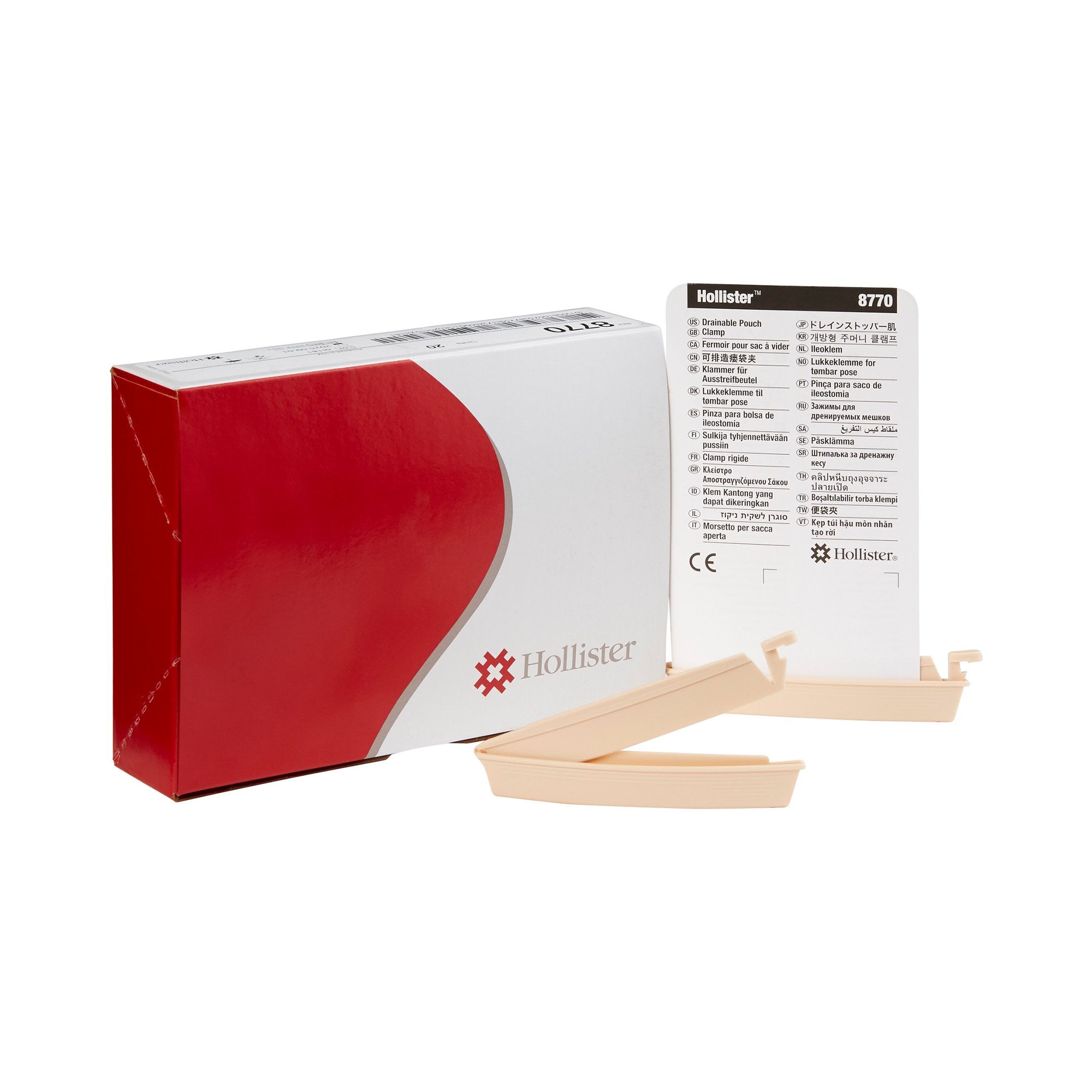 328301 - Hollister - Drainable Pouch Clamp Hollister Beige 8770 Box of 20, (BX)