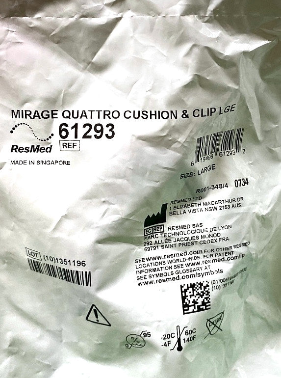 61293 - RESMED - MIRAGE QUATTRO CUSHION &CLIP LGE, (EA/1)