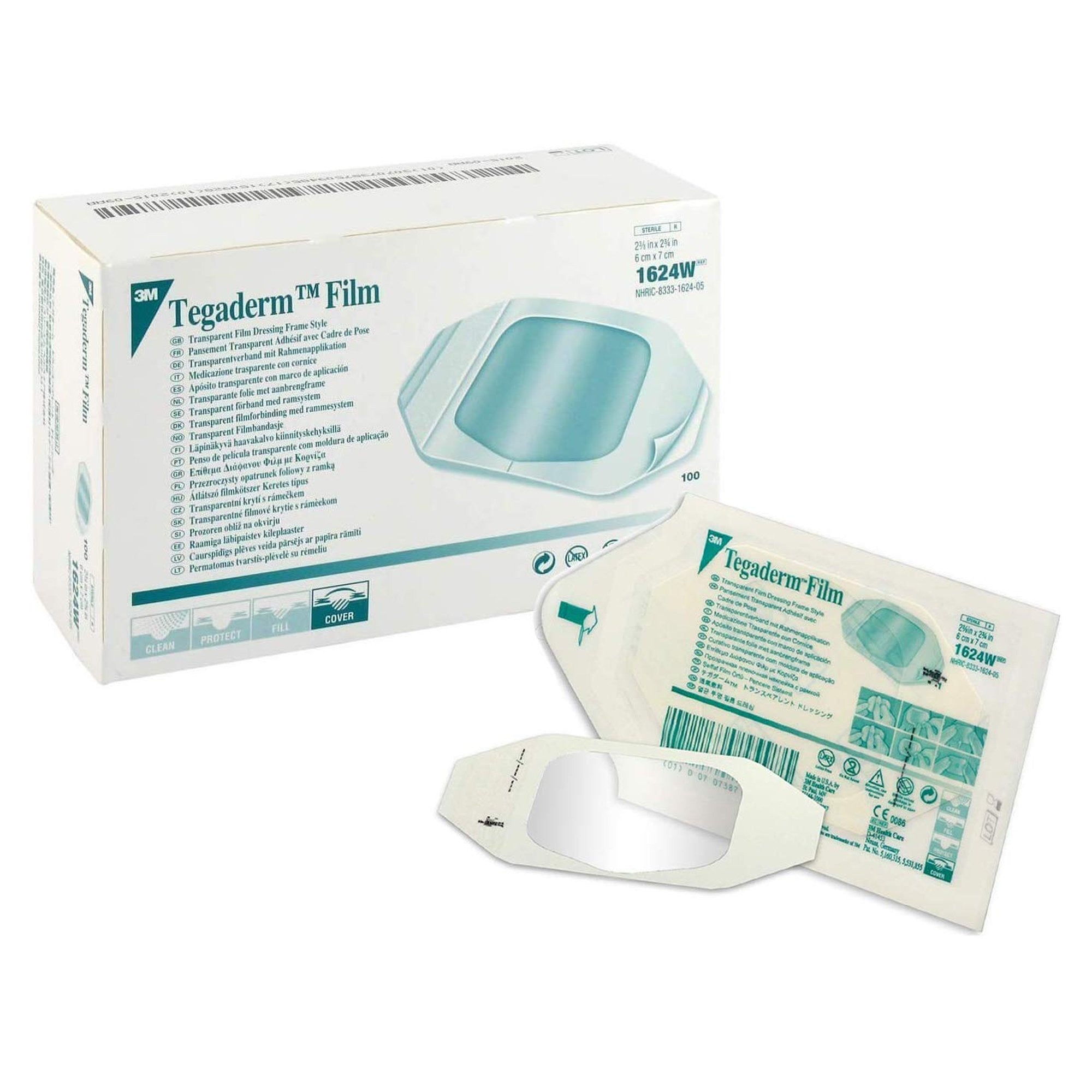 235697 - Tegaderm - 3M Tegaderm Transparent Film Dressing 2-3/8 X 2-3/4 Inch Frame Style Delivery Rectangle Sterile, 1624W, Case of 400, (CS)