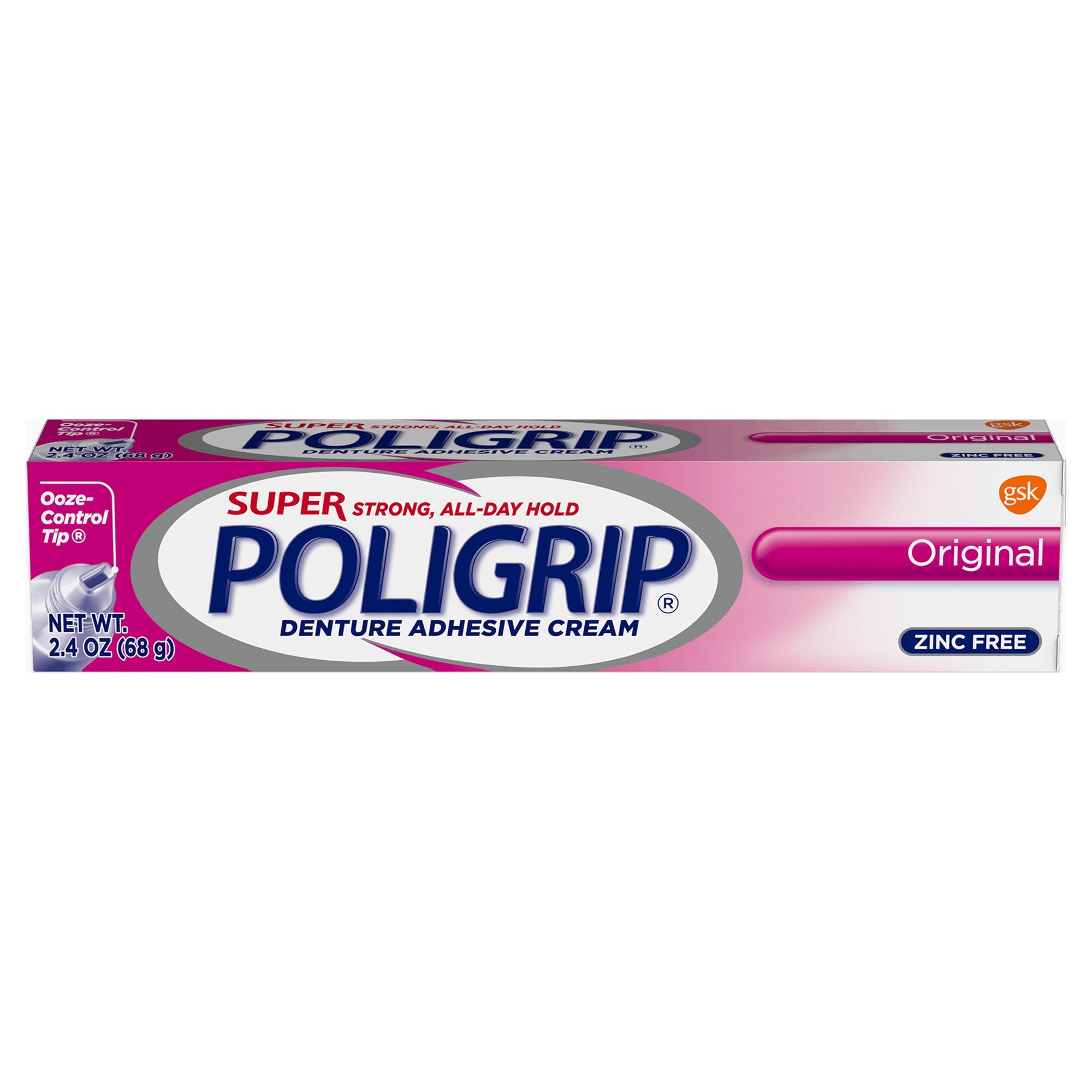 341486 - Super - Denture Adhesive Super Poligrip Original Cream 2.4 oz. Pack of 1, (EA)