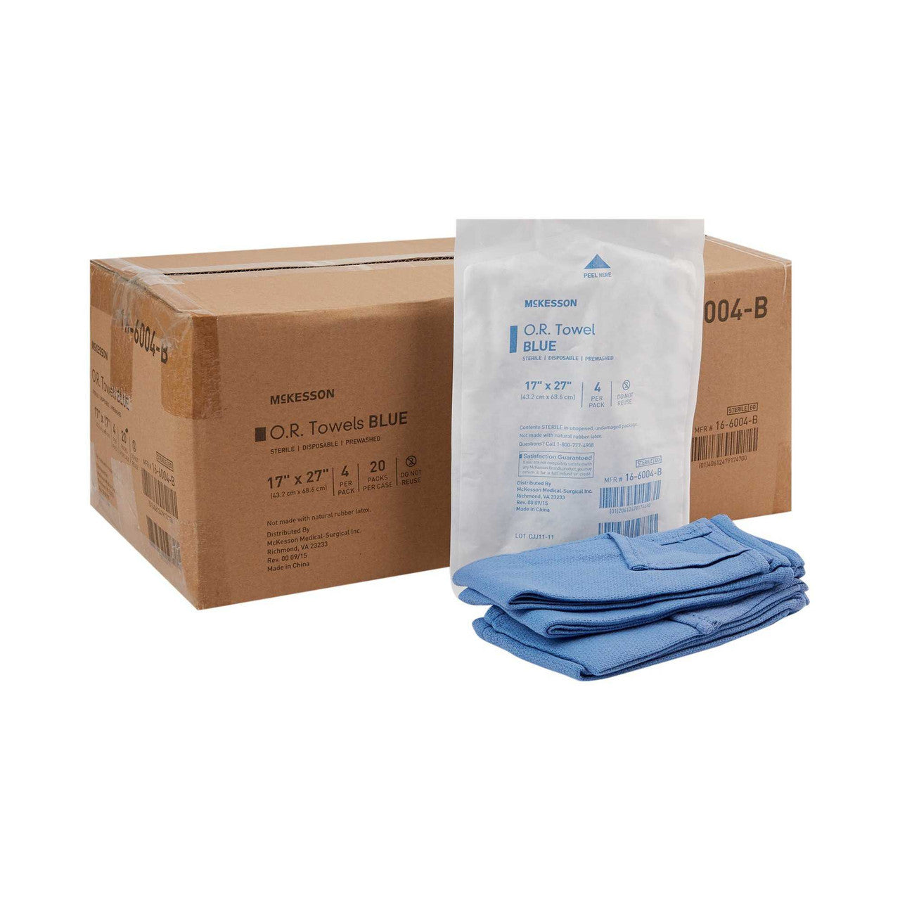 277861 - McKesson - McKesson O.R. Towel, 17 x 27 ", Blue, Sterile, Case of 20, (CS)