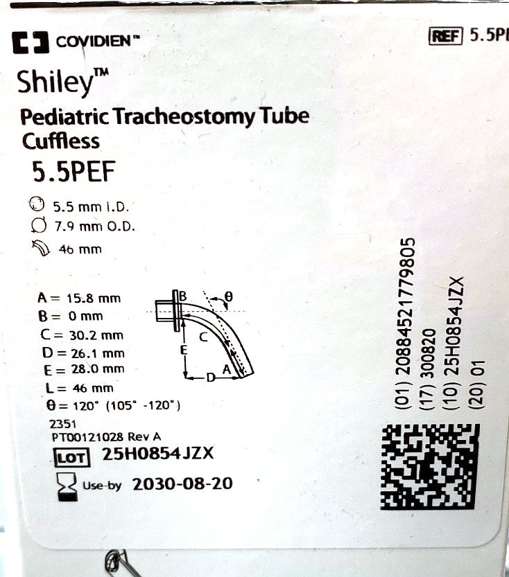 5.5PEF - COVIDIEN - Pediatric Tracheostomy Tube Cuffless, (BX/1)