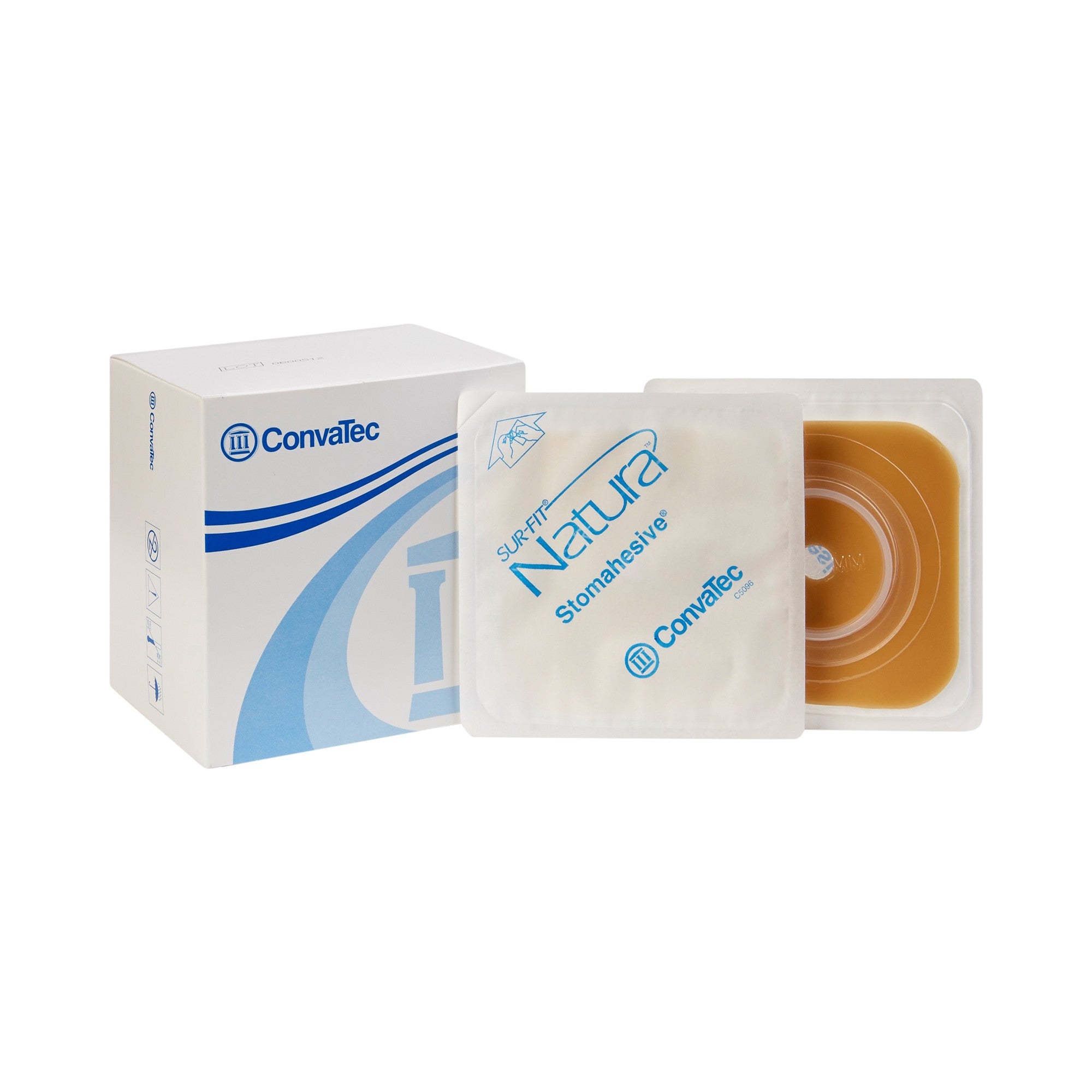 365733 - Sur-Fit Natura - Ostomy Barrier Sur-Fit Natura Trim to Fit, Extended Wear Stomahesive Without Tape Sur-Fit Natura System Hydrocolloid 1 to 1-1/4 Inch Opening 4 x 4 Inch 401575 Box of 10, (BX)