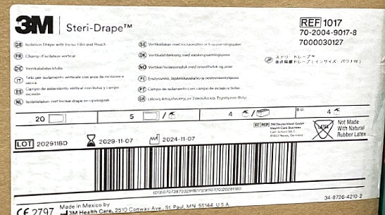 1017 - 3M - 3M™ Steri-Drape™ Isolation Drape with Incise Film and Pouch 1017, (CS/20)