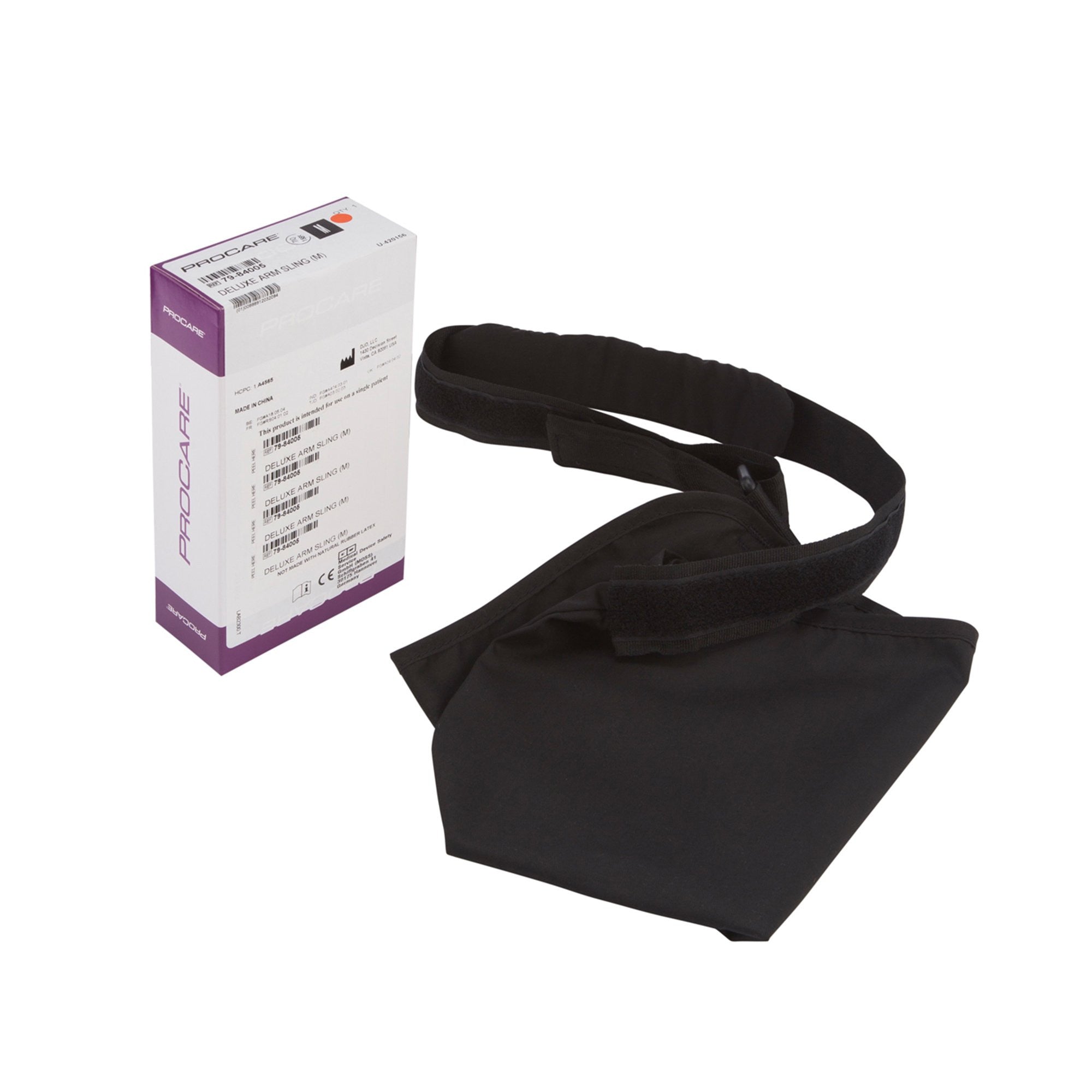 380620 - ProCare - Procare Deluxe Arm Sling with Pad and Hook and Loop Strap Closure, Size Medium, 8 x 15'', Black, Pack of 1, (EA)