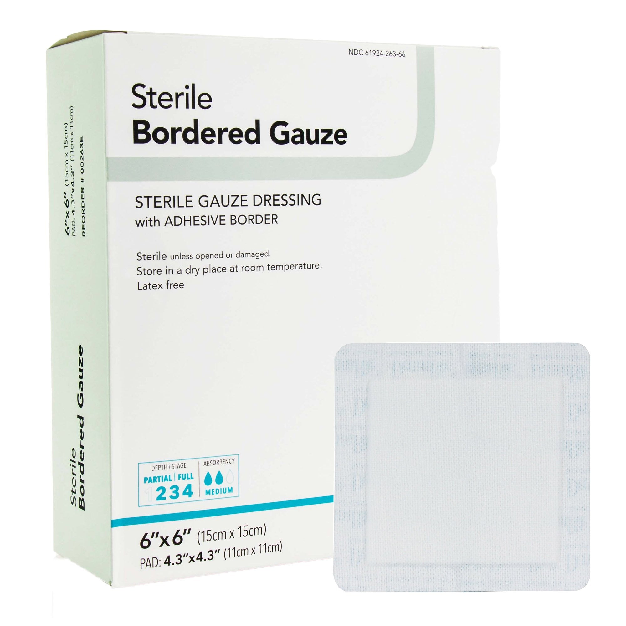 883073 - Derma - DermaRite Bordered Gauze Island Dressing 6 X 6 Inch Square Sterile, 00263E, Pack of 1, (EA)