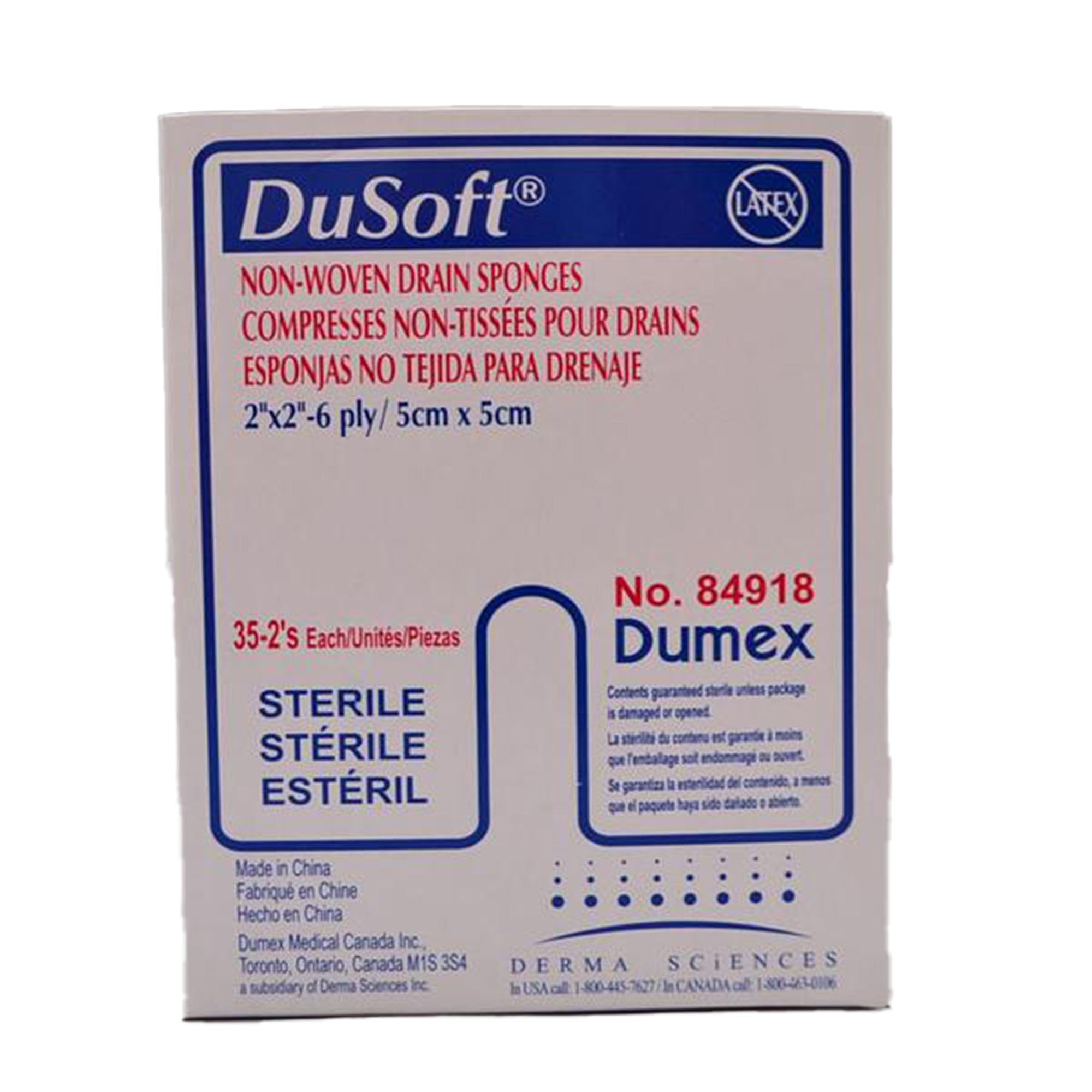 645800 - Dusoft - DuSoft I.V. Sponge 2 X 2 in 6-Ply Sterile , 84918 Pack of 1, (EA)