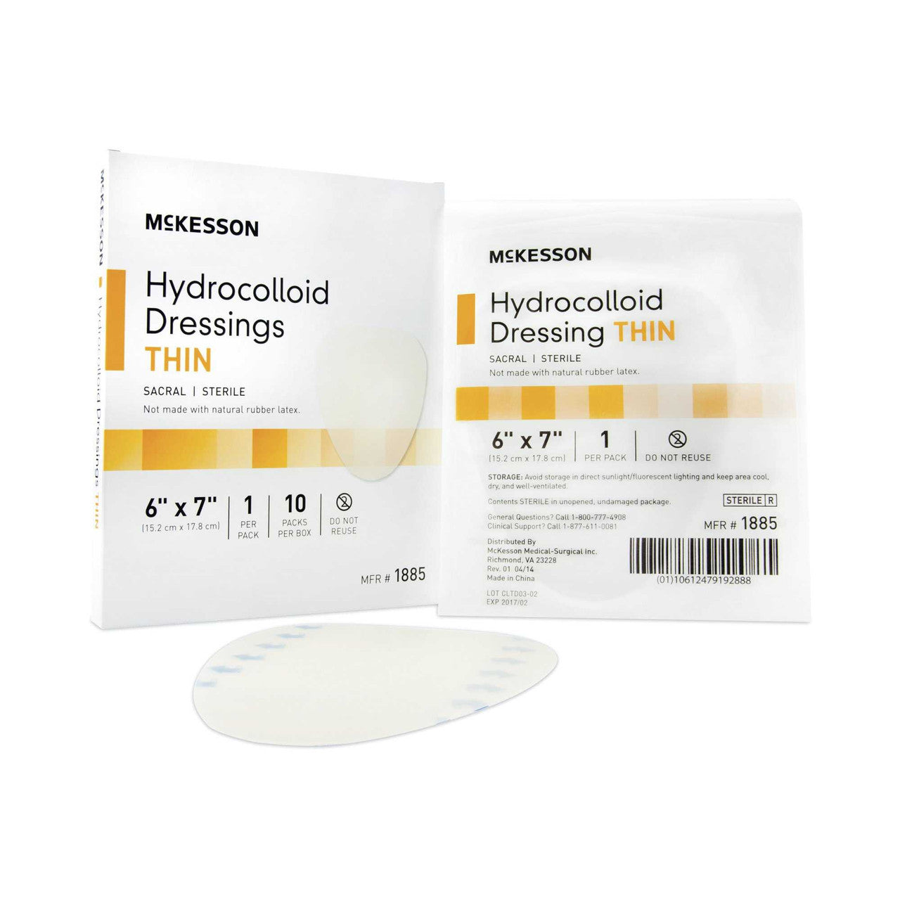 882986 - McKesson - McKesson Thin Hydrocolloid Dressing, 6 x 7'', Sterile, Case of 200, (CS)