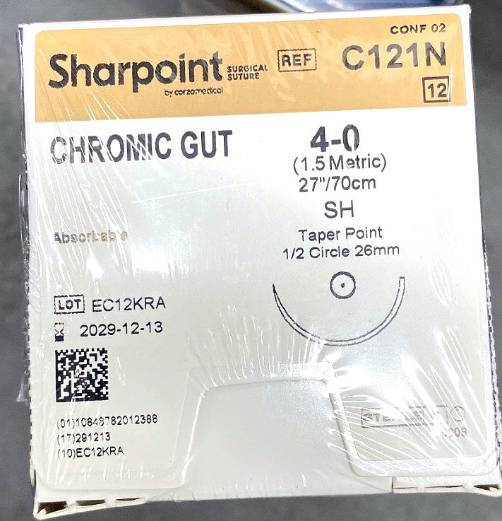 C121N - SURGICAL SPECIALTIES - Hr26 4-0 Ch Gut 30"/75cm, (BX/12)