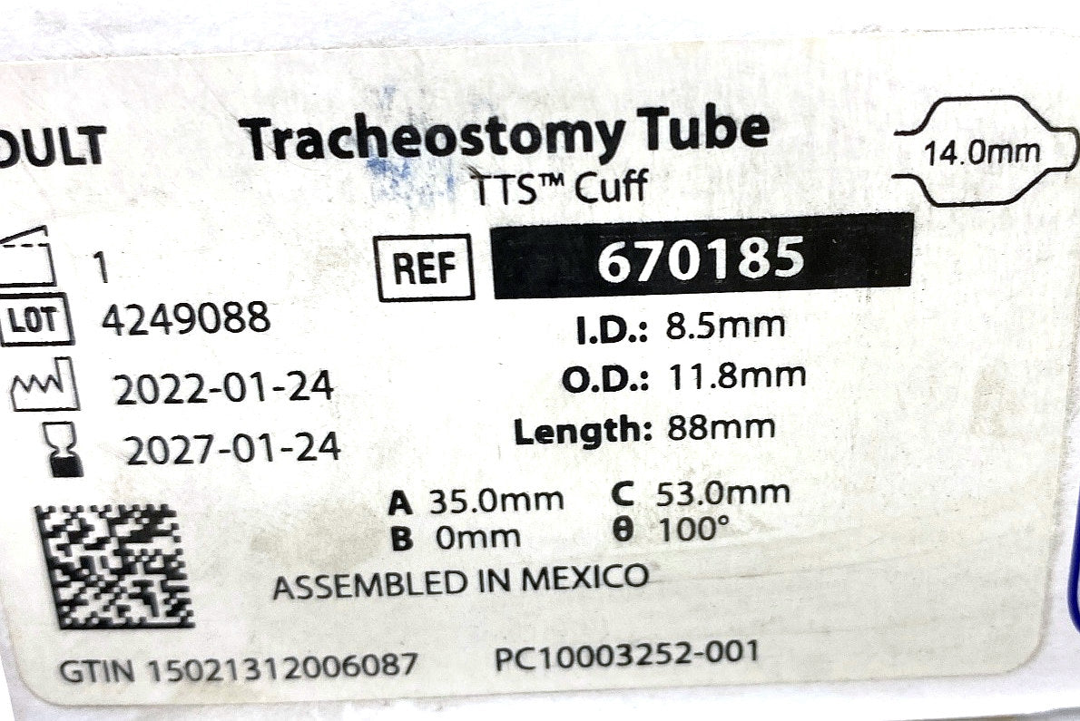 670185 - SMITHS MEDICAL - Tracheostomy tube, (BX/1)