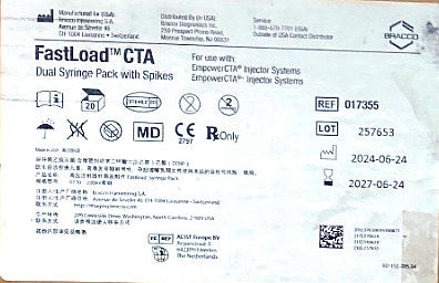 17355 - BRACCO - FastLoadโข CTA Dual Syringe Pack with Spikes, (BX/20)