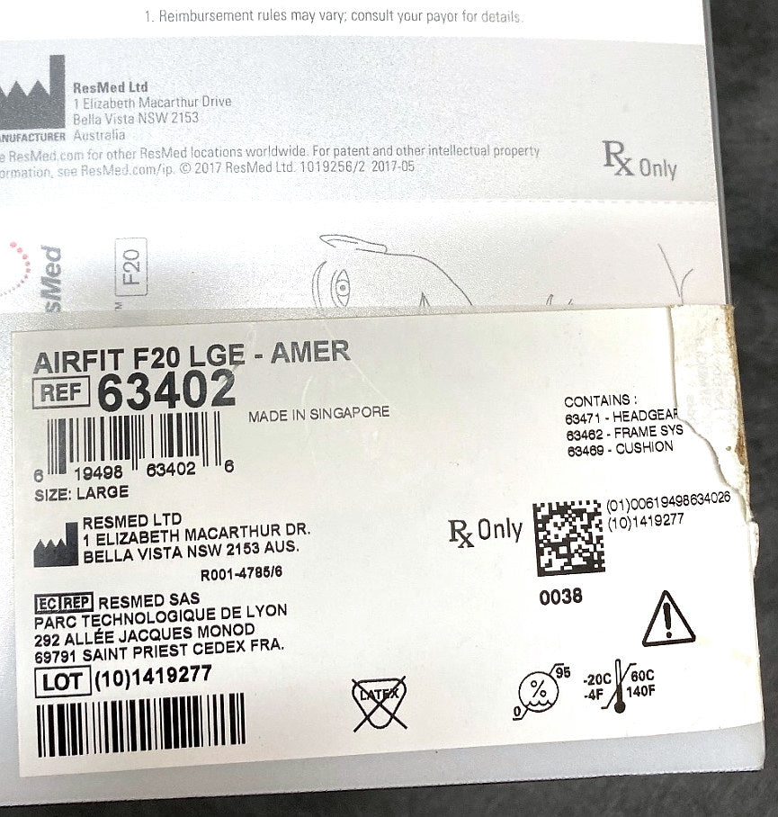 63402 - RESMED - AIRFIT F20 LGE, (BX/1)