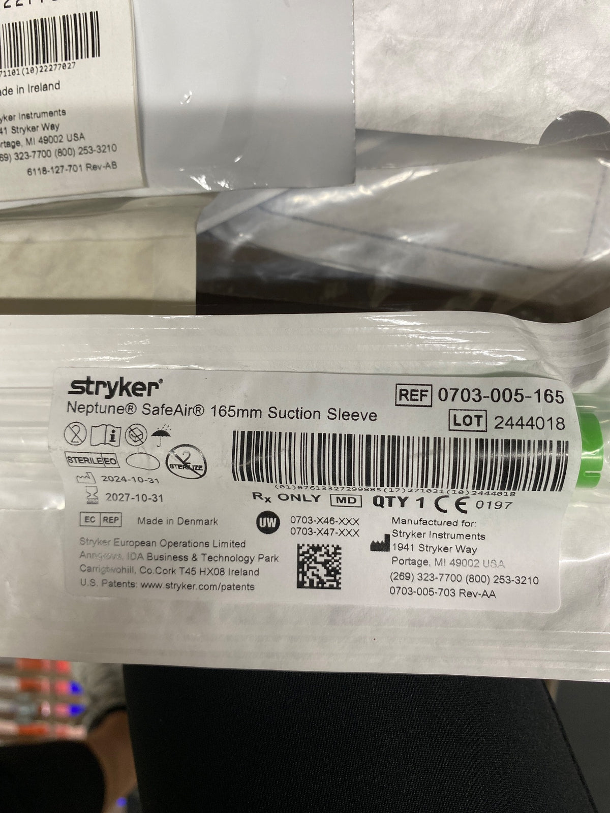 0703-005-165 - STRYKER - Neptune E-SEP 165mm Suction Sleeve, (EA/1)