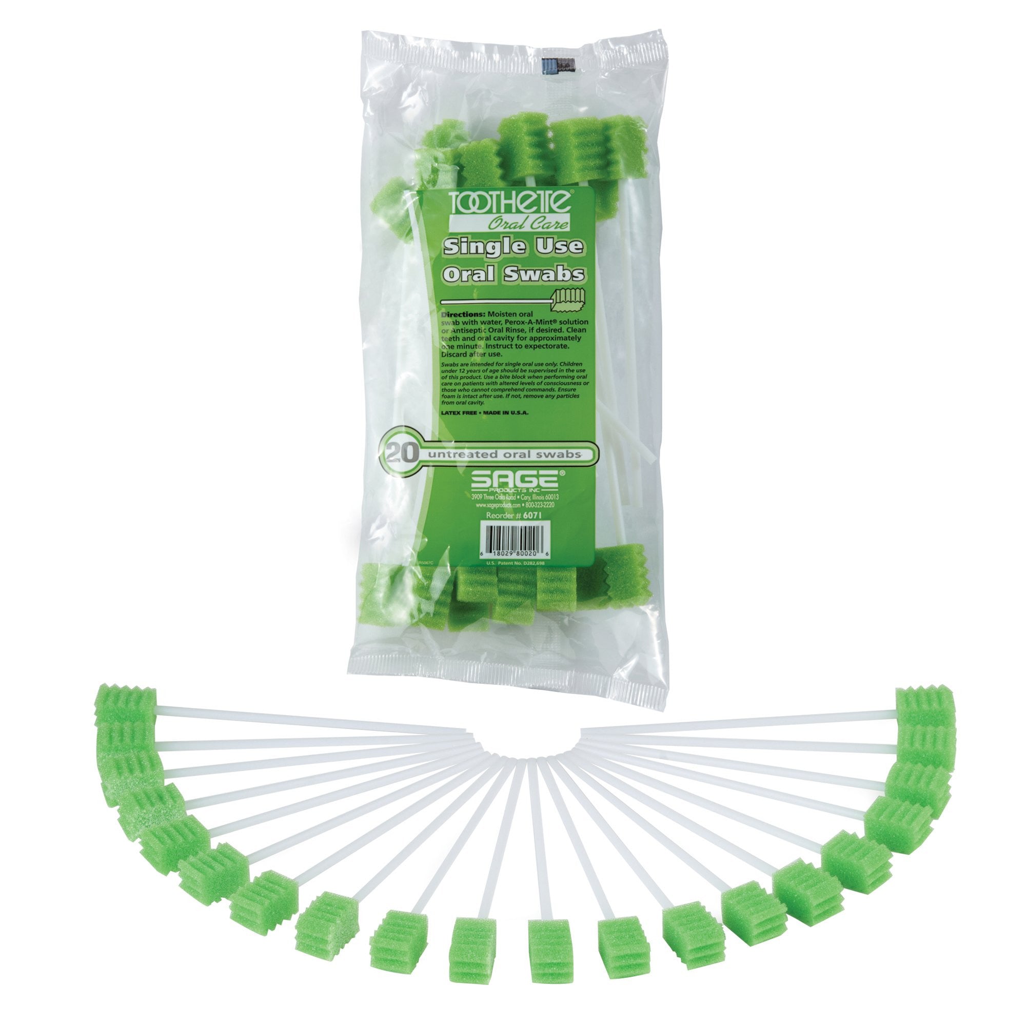 466896 - Toothette - Toothette Plus 6'' Oral Swab with Foam Tip, Plastic Shaft, Case of 50, (CS)